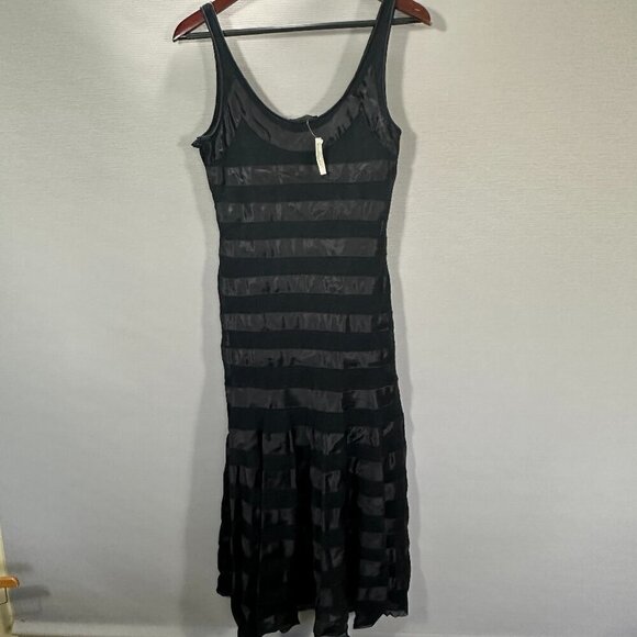 Vintage Delilah by Ninivah Khomo Dress Womens 6 Black Maxi Tank Sheer Stripes